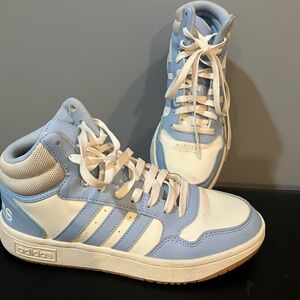 adidas High-Top Sneakers in Light Blue & White
